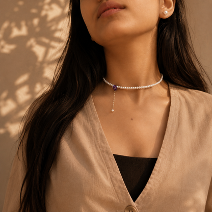 Viola | Pearl & Rose Choker