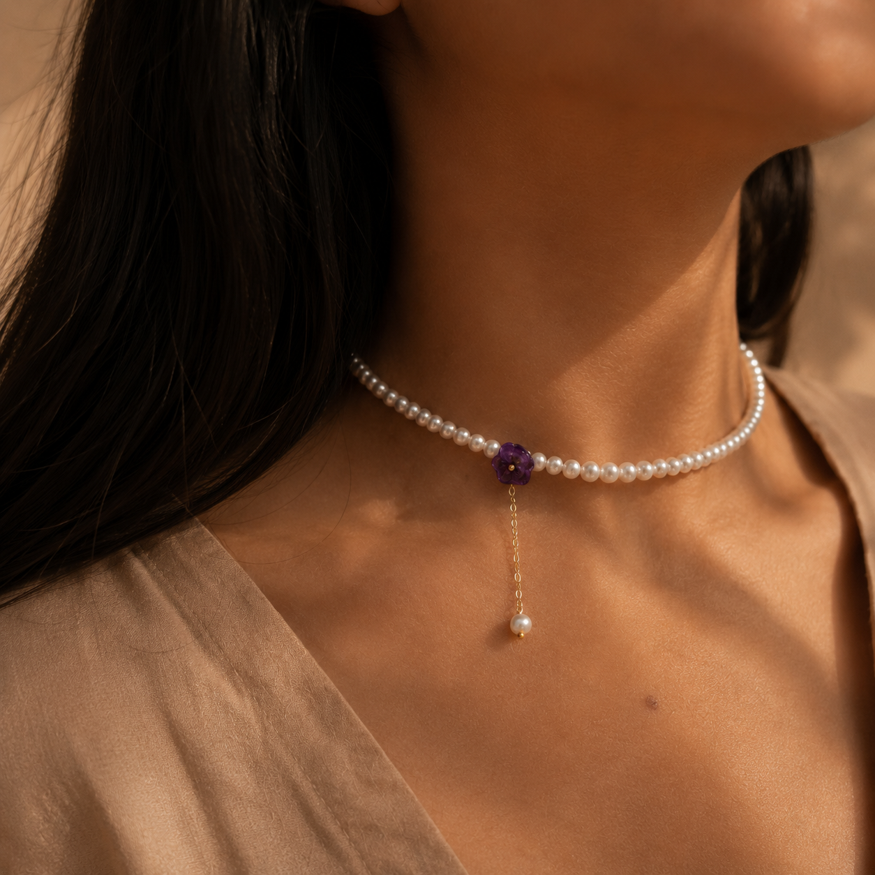 Viola | Pearl & Rose Choker